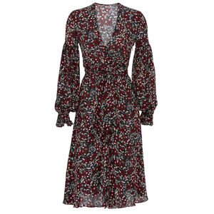 Nicholas Daisy Wrap Midi Long Sleeve Dress Silk Floral 8